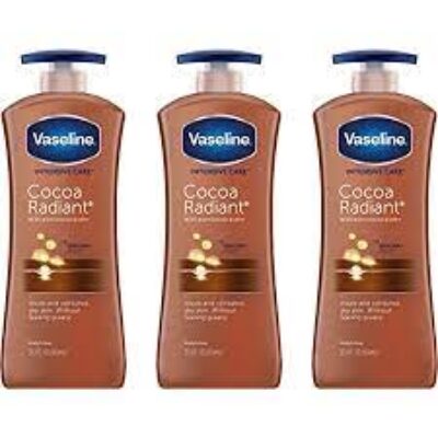 Vaseline Intensive Care Body Lotion for Dry Skin Cocoa Radiant with 100% Pure Cocoa and Shea Butters 20.3 Ounce (Pack of 3)