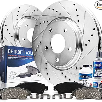Detroit Axle – Front Brake Kit Rotors w/Ceramic Pads w/Hardware & Brake Kit Cleaner & Fluid for 08-09 Ford Taurus – [05-07 Five Hundred/Freestyle] – 05-07 Mercury Montego – [08-09 Mercury Sable]