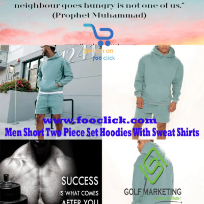 Men Short Two Piece Set Hoodies With Sweat Shirts And Sports Clothing