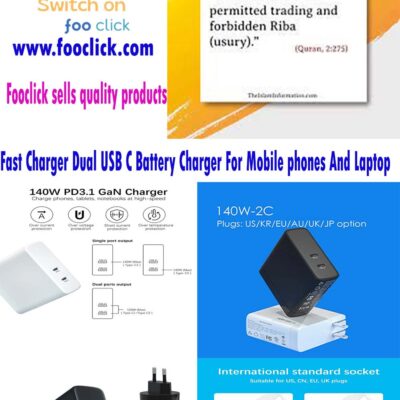 Fast Charger Dual USB C Battery Charger For Mobile phones And Laptop