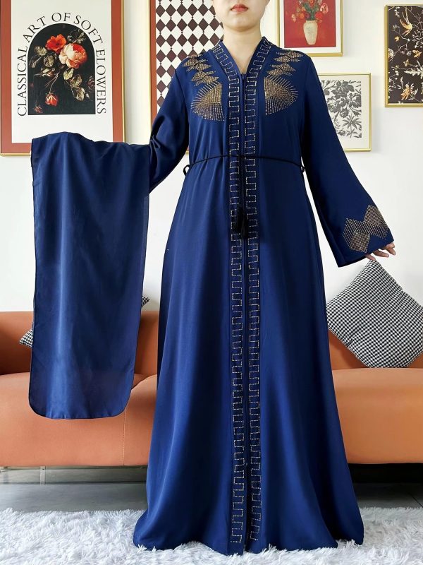 New Women Elegant Dress Chiffon Open Abaya with Zipper Muslim