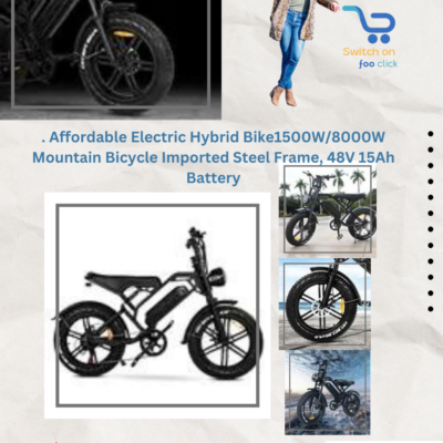 Affordable Electric Hybrid Bike1500W/8000W Mountain Bicycle Imported Steel Frame, 48V 15Ah Battery