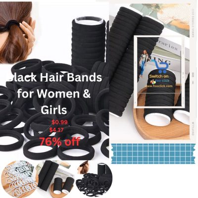 Black Bands for Women & Girls – High Elastic Rubber Bands, Ponytail Holders