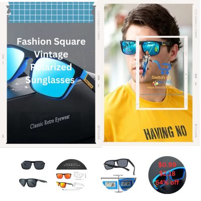 Fashion Square Vintage Polarized Sunglasses Eyewear for Men and Women