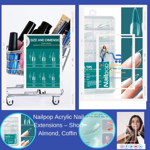 Nail pop  Acrylic Nail Extensions – Short Almond, Coffin & Square Soft Gel Tips