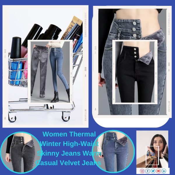 Women Thermal Winter High-Waist Skinny Warm Casual Velvet Jeans