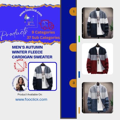 Men’s Autumn Winter Fleece Cardigan Zipper Velvet Casual Jacket