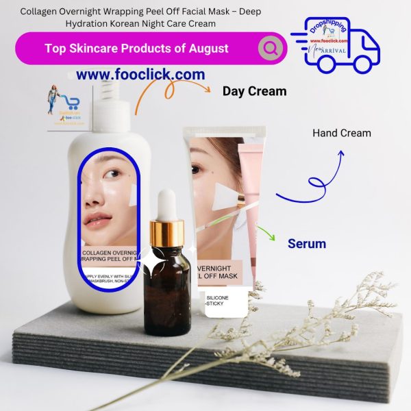 Collagen Overnight Wrapping Peel Off Facial Mask – Korean night care cream for hydration, anti-aging, and skin rejuvenation.