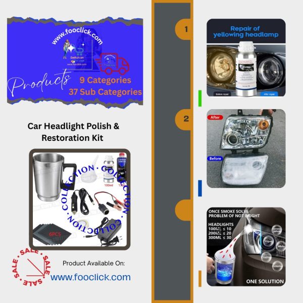 Car Headlight Polish Restoration Kit Automotive Headlight Care Tool Set