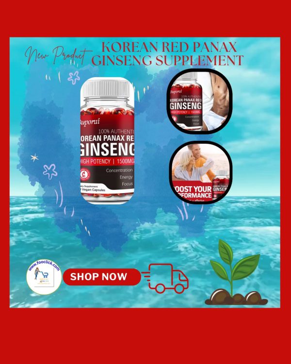 Korean Red Panax Ginseng Supplement bottle – natural energy booster for stamina, focus, vitality, and performance support