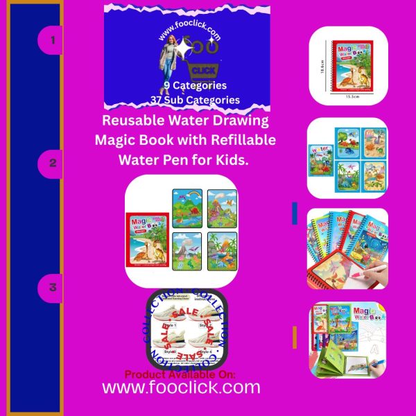 Reusable Water Drawing Book with refillable water pen – mess-free magic painting pad for toddlers and kids creative fun