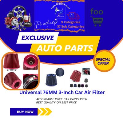 Universal 76MM 3-Inch Car Air Filter High Flow Mesh Cone Intake Kit