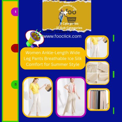 Women Ankle-Length Wide Leg Pants Breathable Ice Silk Comfort for Summer Style
